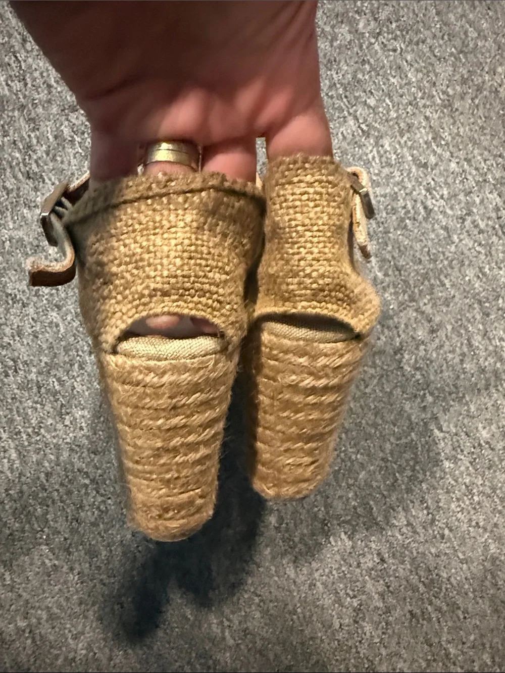 Castaner Womens Tan Espadrille Wedge Sandals with Ankle Strap size 38
